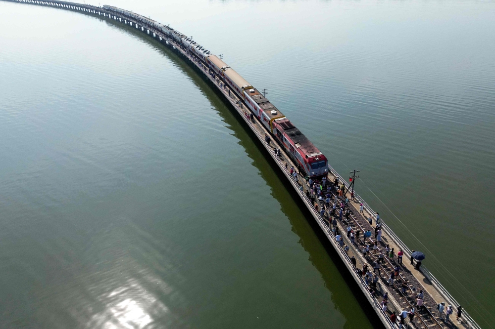 Tourists travelling aboard the popular 