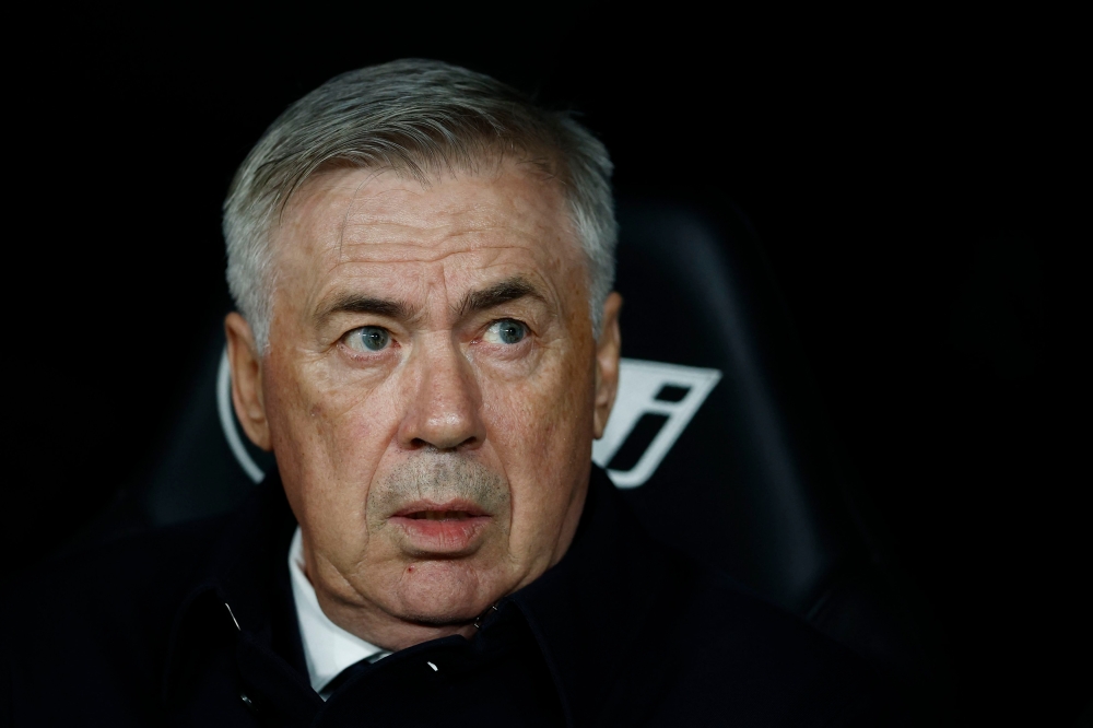 Real Madrid coach Carlo Ancelotti before the match against Rayo Vallecano in Madrid November 5, 2023. — Reuters pic 