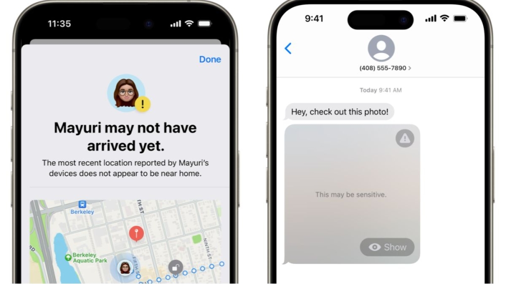 Apple’s new safety features help you control viewing of sensitive content and check in with your friends. — Picture courtesy of Apple