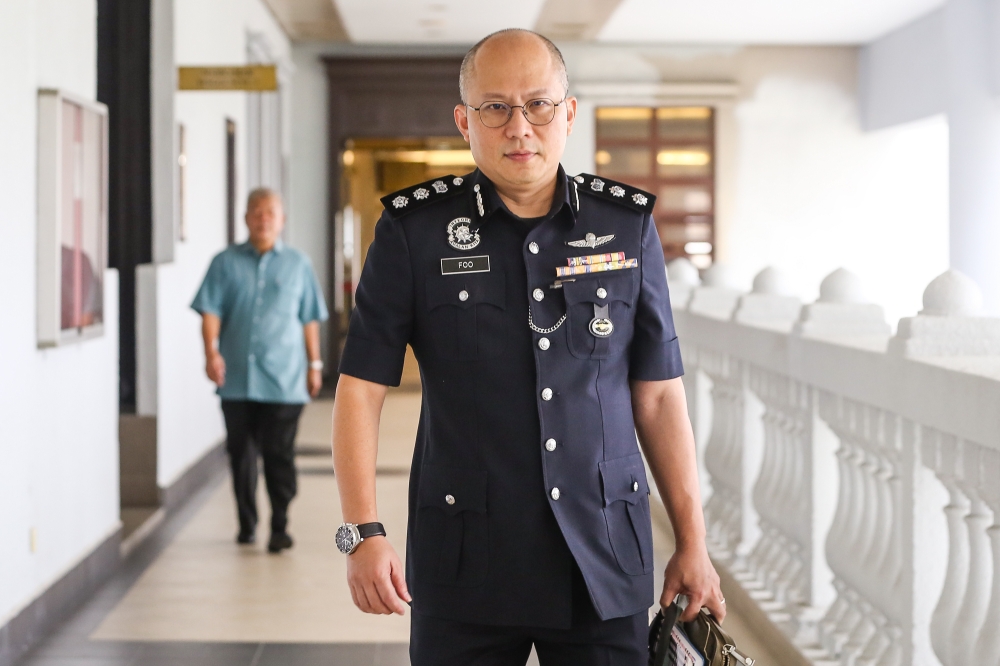 Assistant Commissioner of Police Foo Wei Min, who was in charge of money laundering investigations in Najib's 1MDB case, testified today as the 48th prosecution witness. — Picture by Yusof Mat Isa