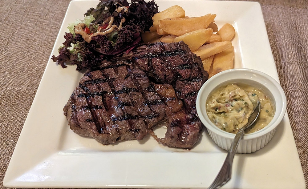 Grilled Beef changes daily: pictured here is an Argentinian ribeye from that day.