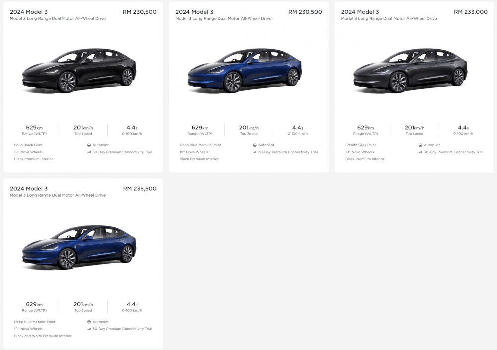 Available Tesla Model 3 Long Range Inventory in Malaysia. — SoyaCincau pic 