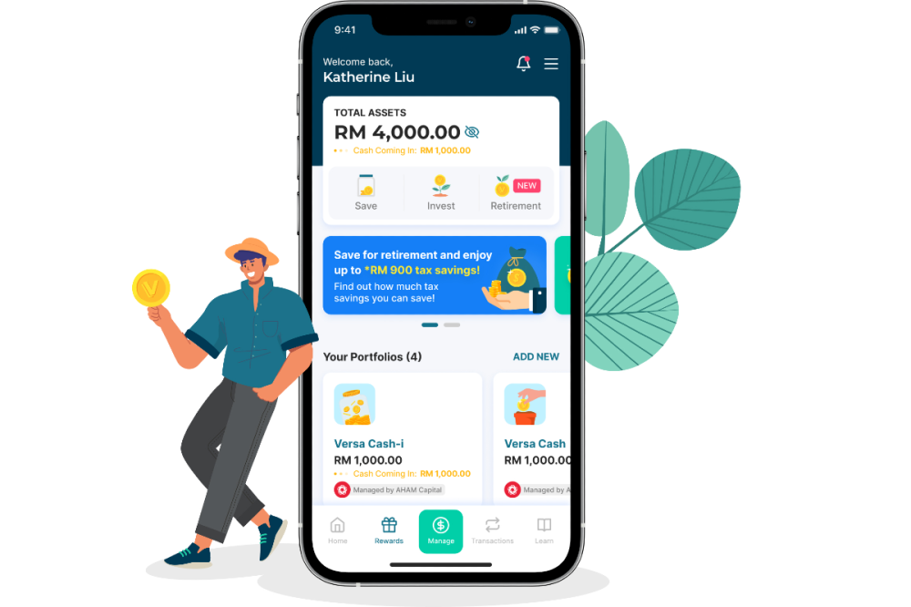 Homegrown digital wealth management app Versa offers a seamless process to users who wish to sign up for the Private Retirement Scheme. — Picture courtesy of Versa