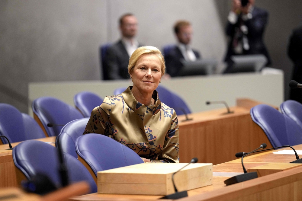 Sigrid Kaag, outgoing Minister of Finance, looks on in the House of Representatives in The Hague on September 19, 2023. The United Nations named an outgoing Dutch minister its humanitarian coordinator for Gaza on December 26, 2023. — AFP pic