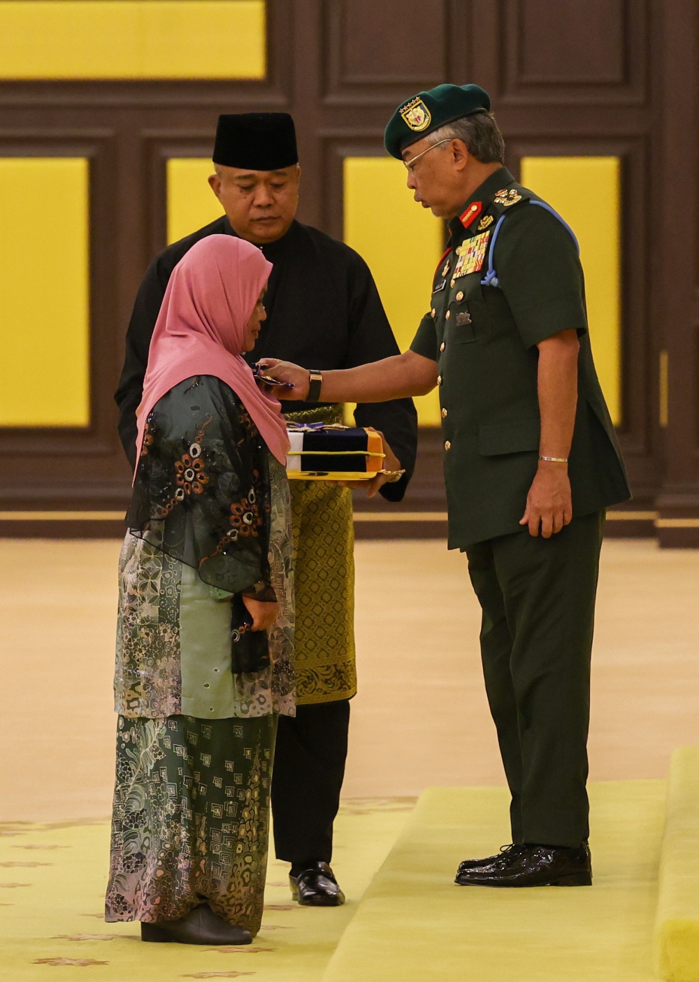 Former secretary-general of the Ministry of Tourism, Arts and Culture (Motac) Datuk Saraya Arbi. headed the list of 302 recipients of the federal awards, medals and honours at the investiture ceremony at Istana Negara, December 28, 2023. — Bernama pic  