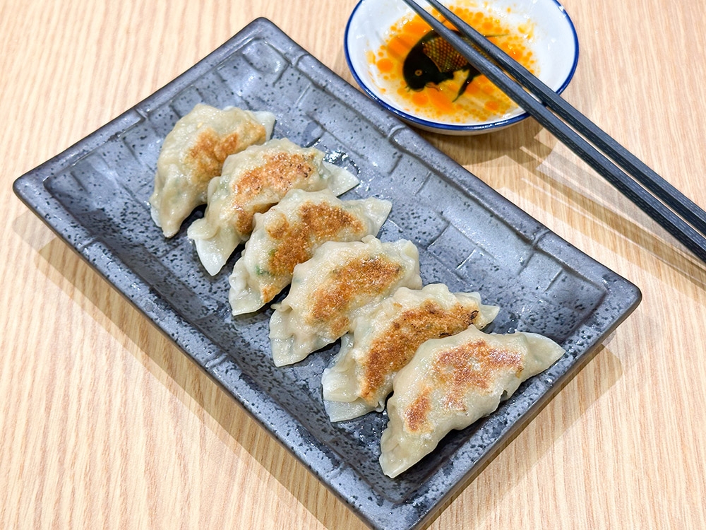 Pop a gyoza in the mouth and you'll keep eating it as the filling is tasty, moist chicken.