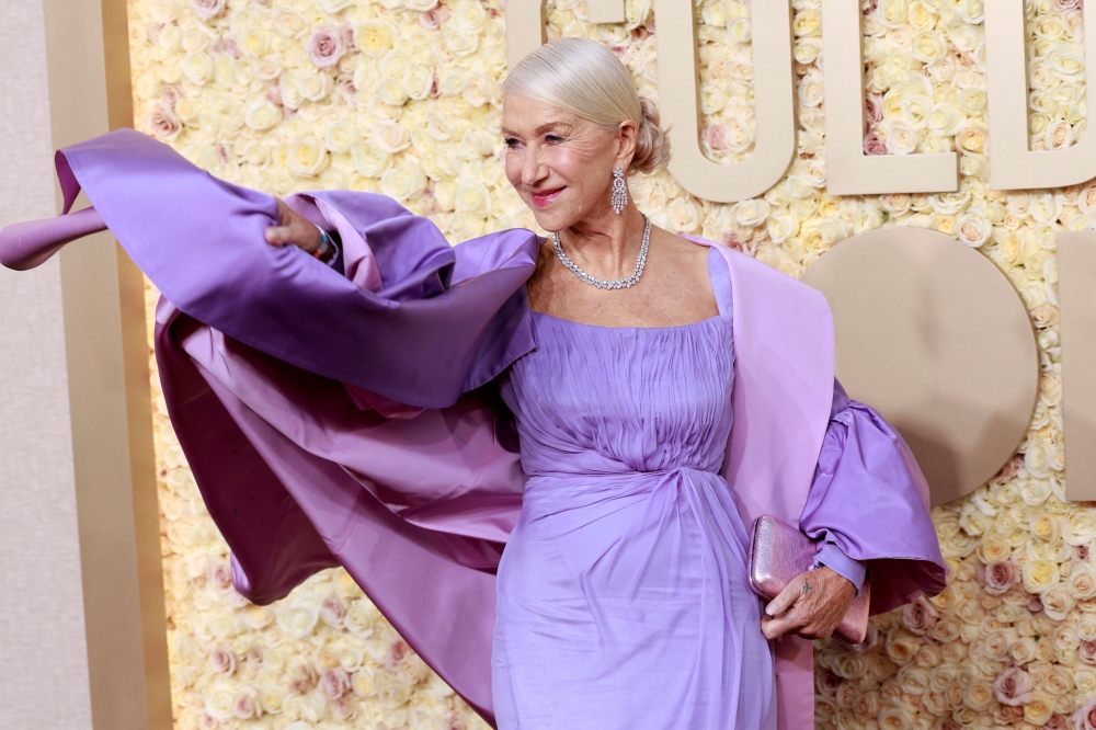 British actress Helen Mirren arrives for the 81st annual Golden Globe Awards. — AFP pic