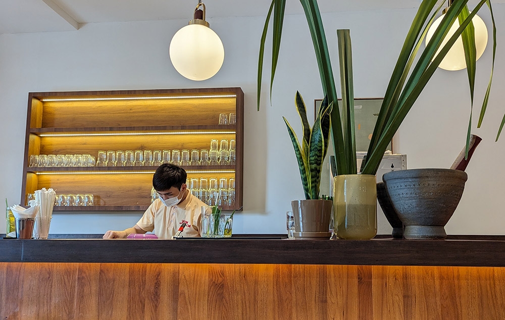 Inside, the drinks counter looks more like it belongs in a trendy coffee place than one selling 'kway chap'.