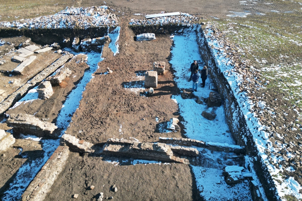 The site of an ancient Roman triumphal arch that was discovered by archaeologists at Viminacium, a former Roman settlement, near the town of Kostolac, Serbia, January 22, 2024. — Reuters pic  