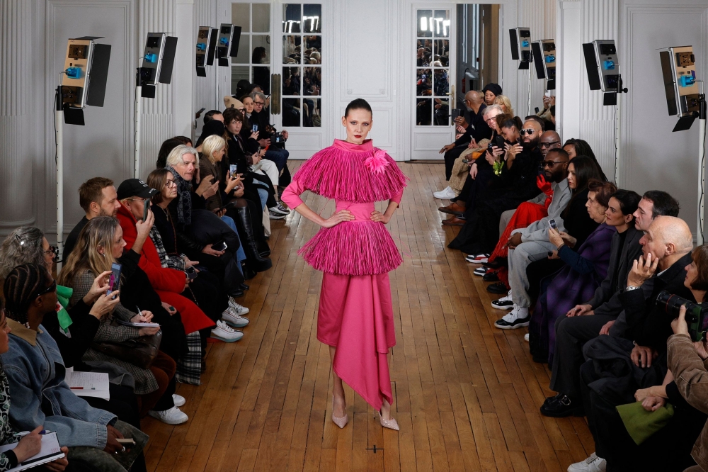 A model presents a creation for Imane Ayissi during the Women's Haute-Couture Spring/Summer 2024 Fashion Week in Paris January 22, 2024. — AFP pic 