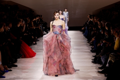 Giorgio Armani shows shimmery gowns on haute couture runway in Paris