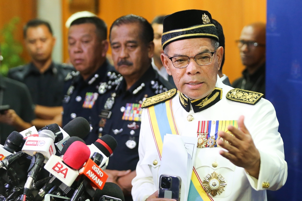 Home Minister Datuk Seri Saifuddin Nasution Ismail speaks during a press conference at the Home Ministry, Putrajaya, January 31, 2024. — Picture by Miera Zulyana