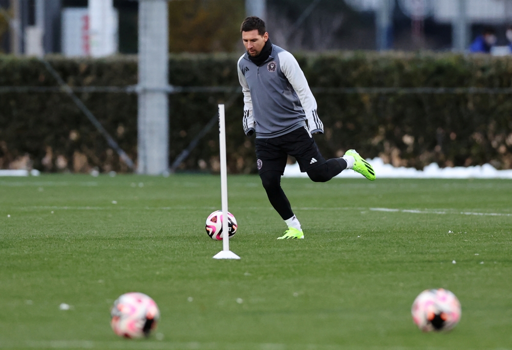 MLS club Inter Miami’s Lionel Messi participates in a training session in Chiba, Japan, February 6, 2024. — Reuters pic 