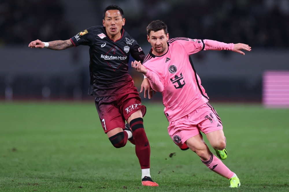 Inter Miami CF forward Lionel Messi (10) runs into space as Vissel Kobe midfielder Yosuke Ideguchi (7) defends during the second half of a pre-season friendly at Japan National Stadium in Tokyo February 7, 2024. — Naoki Nishimura-USA TODAY Sports pic via Reuters