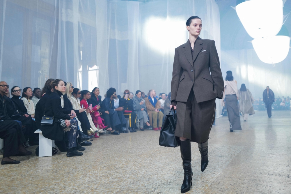 Models walk the runway during the Helmut Lang show during New York Fashion Week in New York City, on February 9, 2024. — AFP pic 