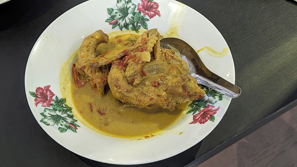 'Gulai ayam kampung' is rich and spicy.