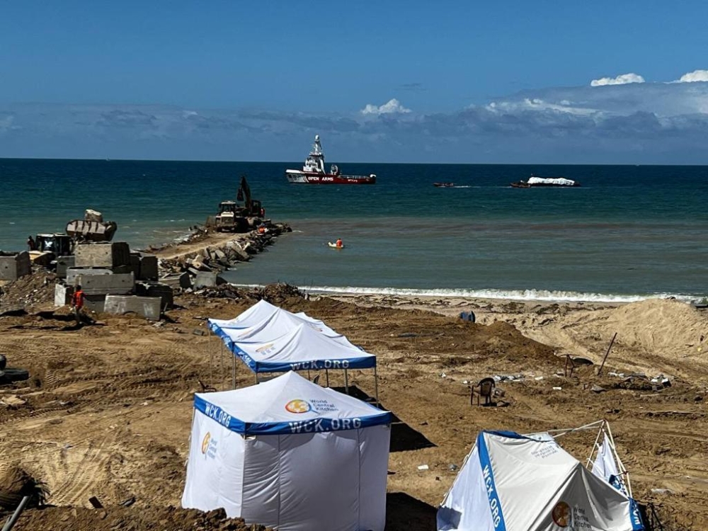 This handout picture released by the Israeli army on March 15, 2024, shows a barge carrying humanitarian aid being transported towards the Gaza Strip. — AFP pic