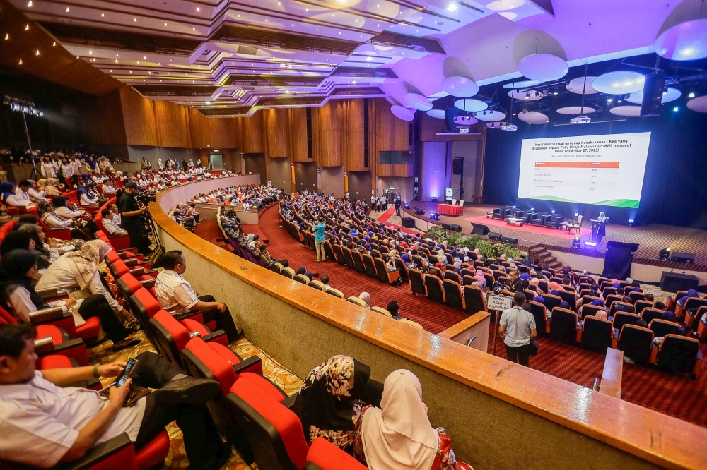 Participants are seen during the launch of the Convention to Protect Students from Sexual Exploitation at the Silver Jubilee Hall, SUK Selangor March 16, 2024. — Picture by Sayuti Zainudin