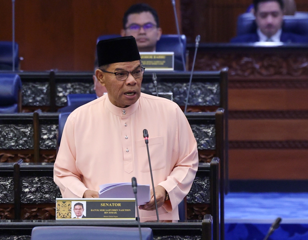 Home Minister Datuk Seri Saifuddin Nasution Ismail at the Dewan Rakyat, March 27, 2024. — Bernama pic 