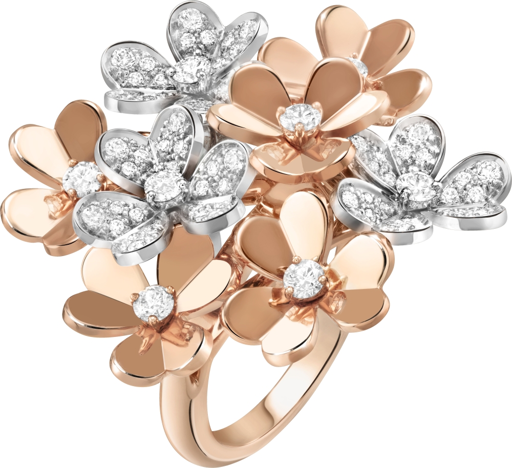 The 8 flowers ring poetically pairs rose and white gold with diamonds. — Picture courtesy of Van Cleef & Arpels