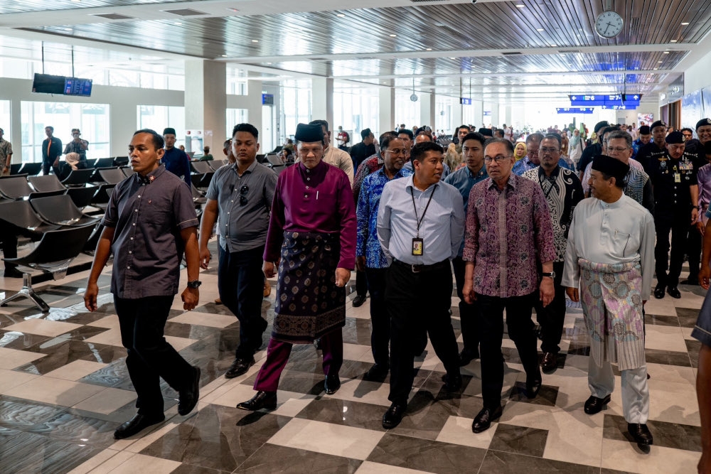 Prime Minister Datuk Seri Anwar Ibrahim at the new terminal at the Sultan Ismail Petra Airport (LTSIP) in Pengkalan Chepa, May 2, 2024. — Picture from X/Anwar Ibrahim 