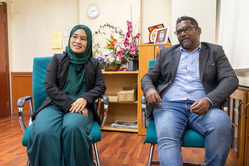 Senior lecturer department of forestry science and biodiversity Ruzana Adibah Mohd Sanusi and Assoc. Prof. Sreetheran Maruthaveeran are seen during the interview session with Malay Mail at Universiti Putra Malaysia in Serdang May 15, 2024. — Picture by Shafwan Zaidon