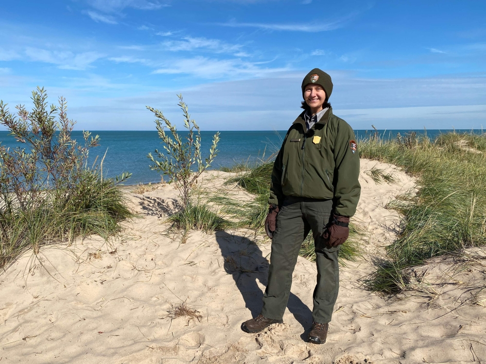 Geologist Laura Brennan poses in Indiana Dunes National Park in Indiana on November 2, 2023. — AFP pic