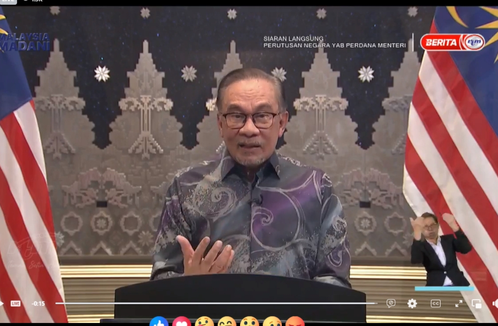 Prime Minister Datuk Seri Anwar Ibrahim said that the initiative will initially target users in Peninsular Malaysia only and will not involve those in Sabah and Sarawak. — Screengrab from Facebook/Anwar Ibrahim 