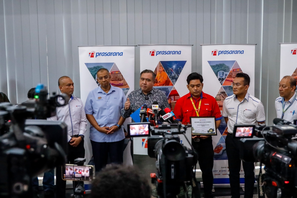 Transport Minister Anthony Loke speaks during a press conference at Wisma Monorail, Brickfields, May 23, 2024. — Picture by Firdaus Latif