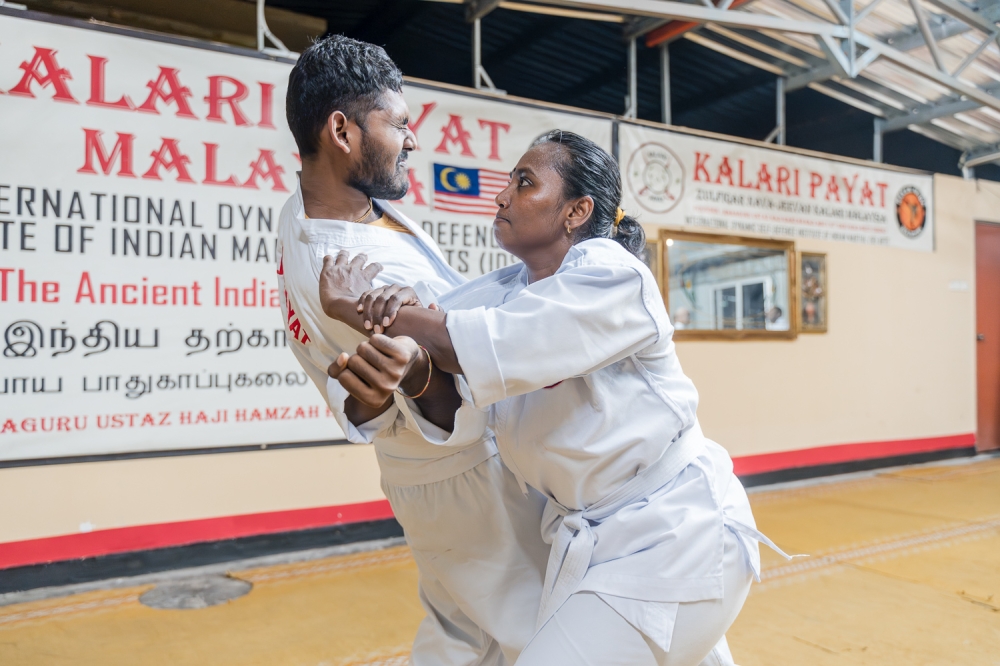 Just two and a half months into training, kalaripayattu practitioner Santhi Kesavan urges more women to learn kalaripayattu. — Picture by Raymond Manuel
