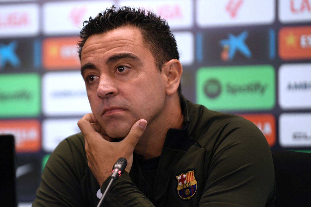 Barcelona Spanish coach Xavi holds a press conference at the Joan Gamper training ground in Sant Joan Despi, near Barcelona, on May 25, 2024. — AFP pic