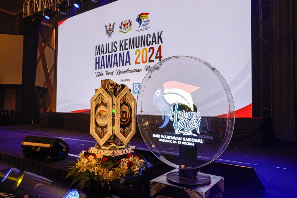 A view of the preparations for the National Journalists Day (Hawana) 2024 at Hotel Waterfront in Kuching May 26, 2024. — Bernama pic