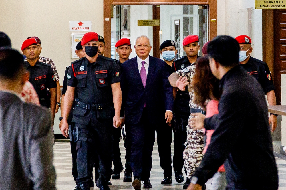 Former prime minister Datuk Seri Najib Razak is pictured at the Kuala Lumpur Court Complex May 27, 2024. ― Picture by Firdaus Latif