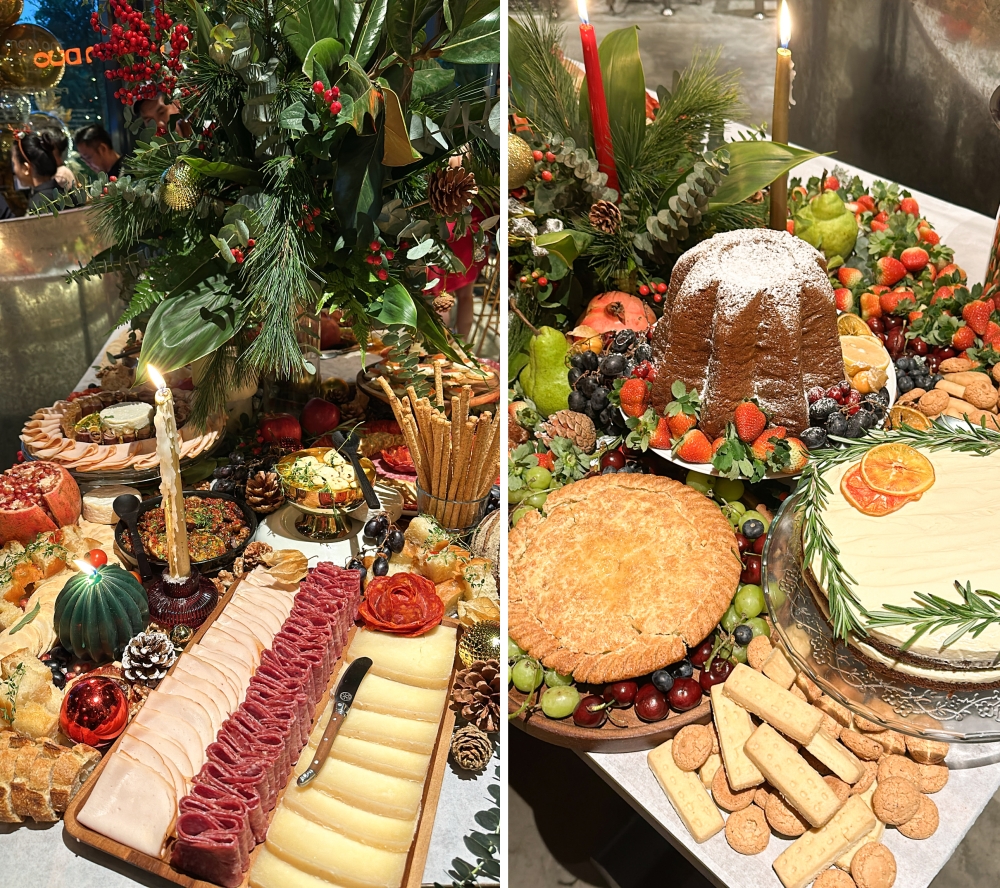 One of the talents that Pizza Duo has includes making beautiful grazing tables for parties (left). Be tempted with dessert from the Christmas grazing table (right).