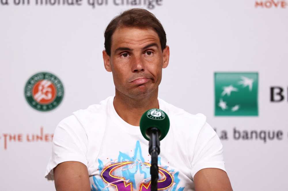 Spain's Rafael Nadal reacts during a press conference after losing his men's singles match against Germany's Alexander Zverev on day two of the French Open tennis tournament at the Roland Garros Complex in Paris May 27, 2024. — AFP pic