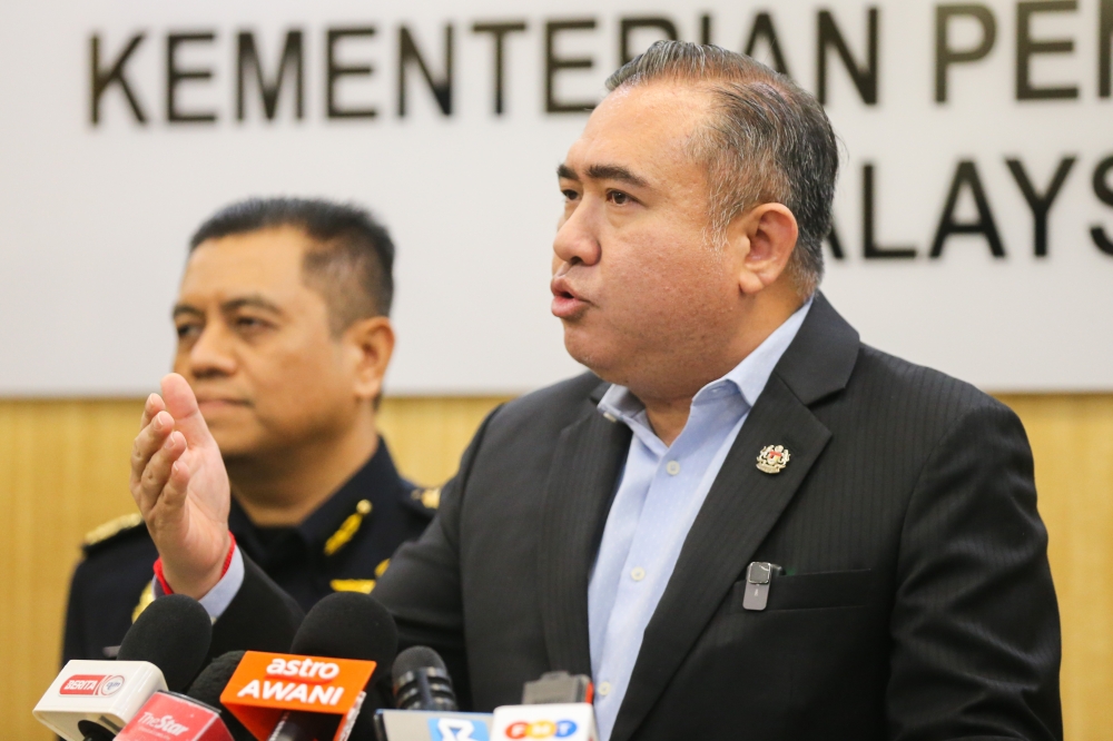 Transport Minister Anthony Loke Siew Fook speaks during a press conference in Putrajaya May 28, 2024. — Picture by Miera Zulyana