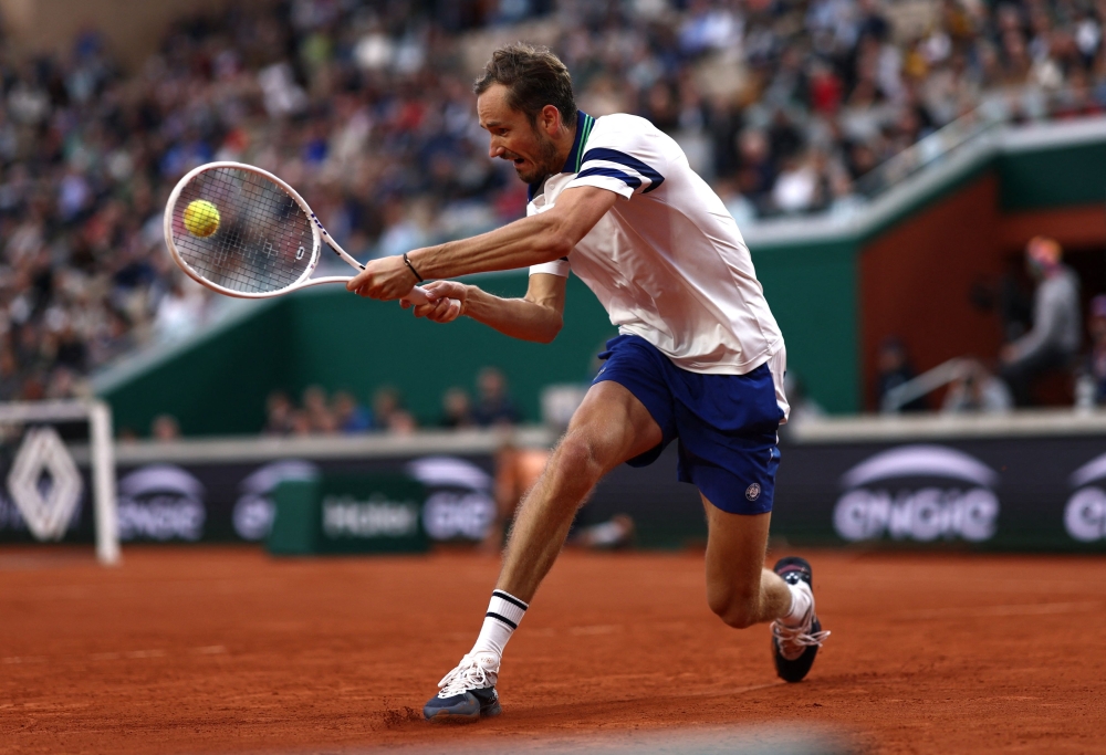 Russia’s Daniil Medvedev in action during his second round match against Serbia’s Miomir Kecmanovic at Roland Garros, Paris, May 30, 2024. — Reuters pic 