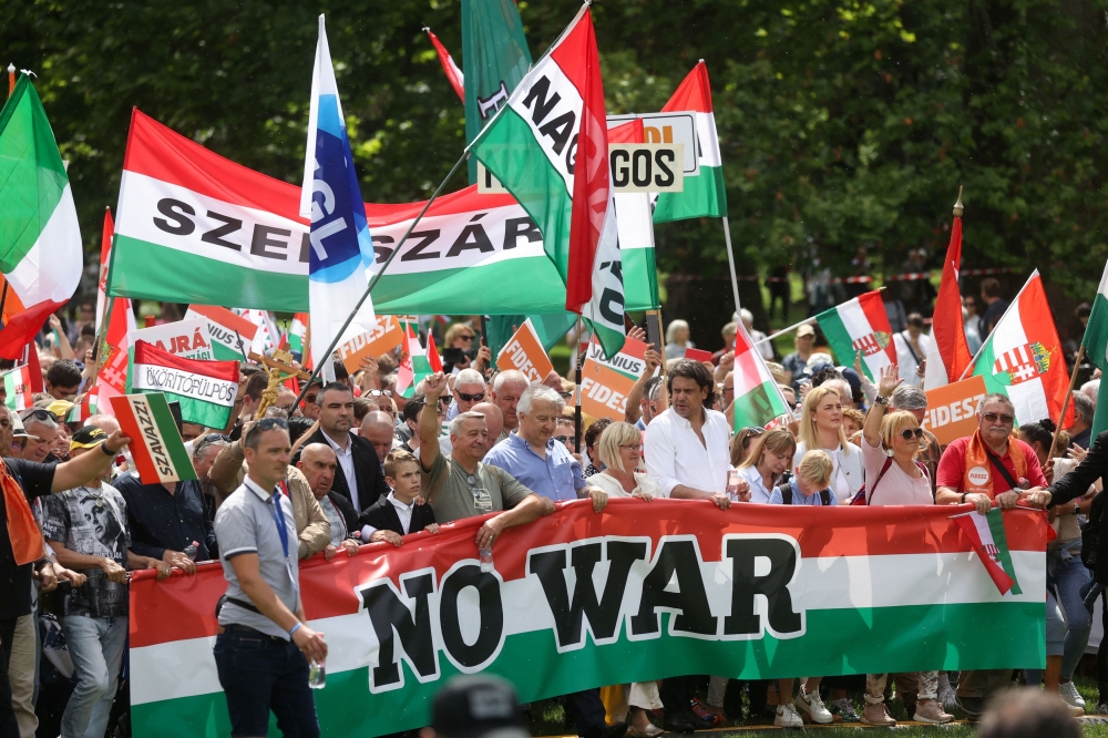 People attend a pro-government rally named a ‘Peace March’, a week ahead of elections across the European Union, in Budapest, Hungary, June 1, 2024. — Reuters pic