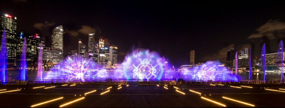 Spectra is a nightly 15-minute performance that features laser, light, water movements and graphics. — Picture courtesy of Marina Bay Sands