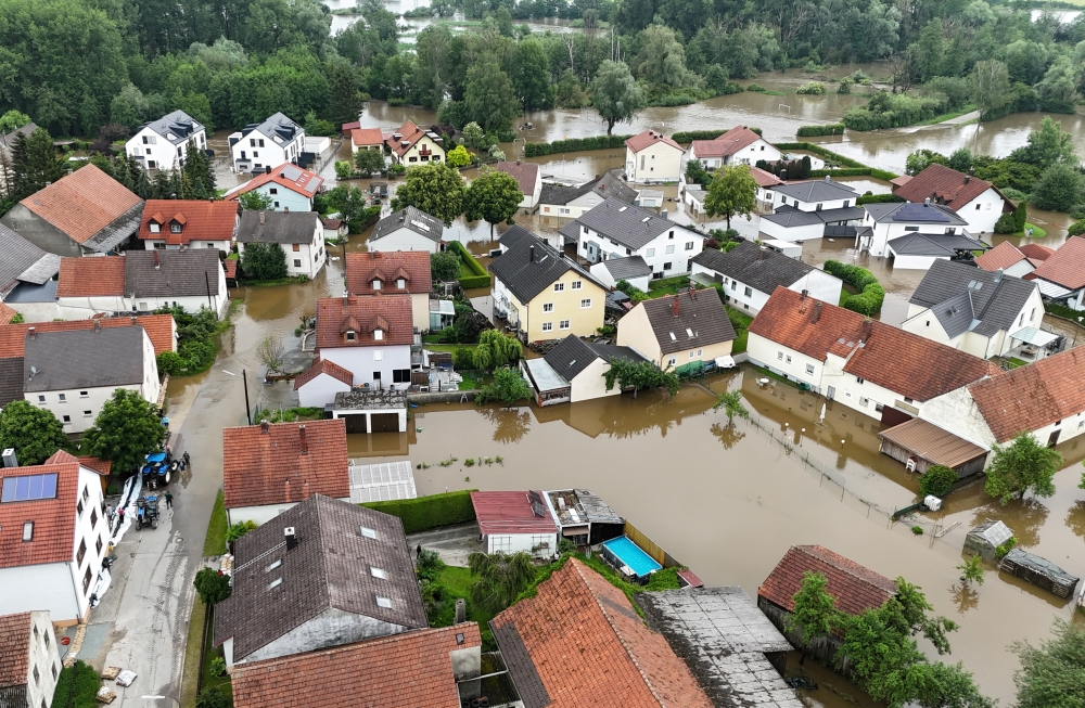 A general view taken with a drone shows the flood-affected area at the Paar river following heavy rainfalls in Gotteshofen near Ingolstadt, Germany, June 2, 2024. — Reuters pic  