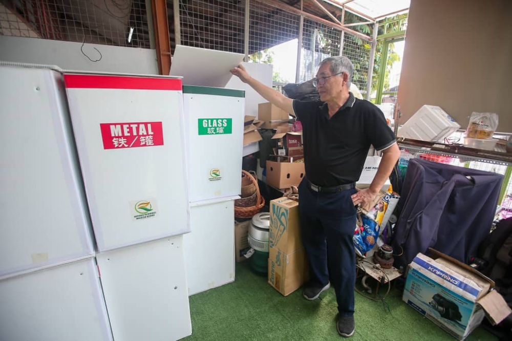 Koperasi Rejuvinasi Malaysia Berhad (Korem) also works with a primary school in Pasir Pinji to collect recyclables where the cooperative gave them four bins so the pupils can place their recyclables in it. — Picture by Farhan Najib