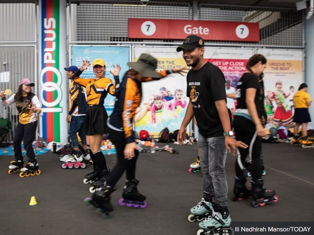 Members of the Skate Club Singapore showing their skating moves at the 100Plus Promenade in Singapore June 2, 2024. — TODAY pic