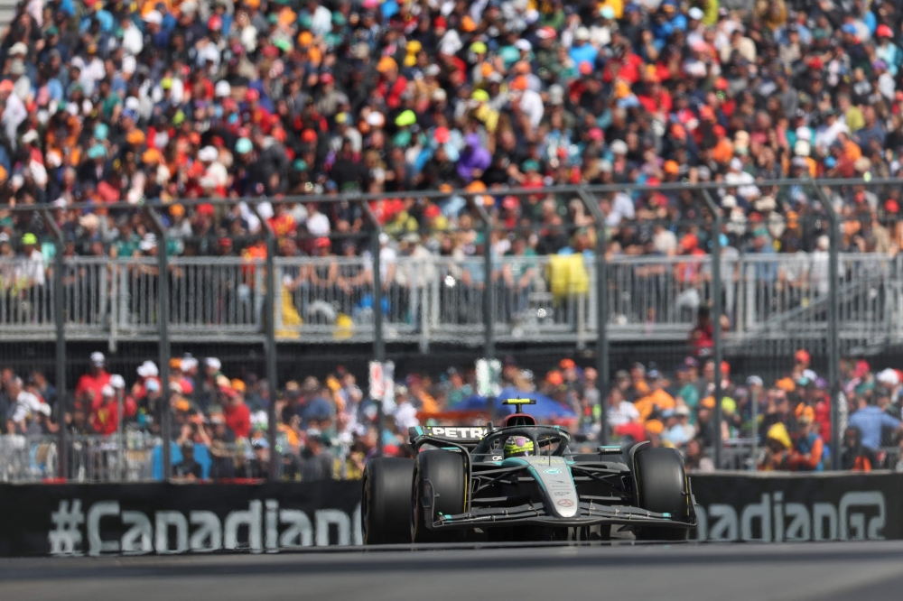 Mercedes' British driver Lewis Hamilton races during the 2024 Canada Formula One Grand Prix at Circuit Gilles-Villeneuve in Montreal June 9, 2024. — AFP pic