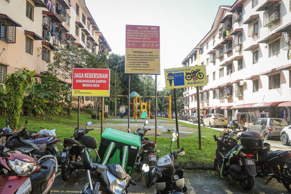 File picture of the empty playground at Idaman Apartment in Damansara Damai, December 13, 2023. — Picture by Yusof Mat Isa