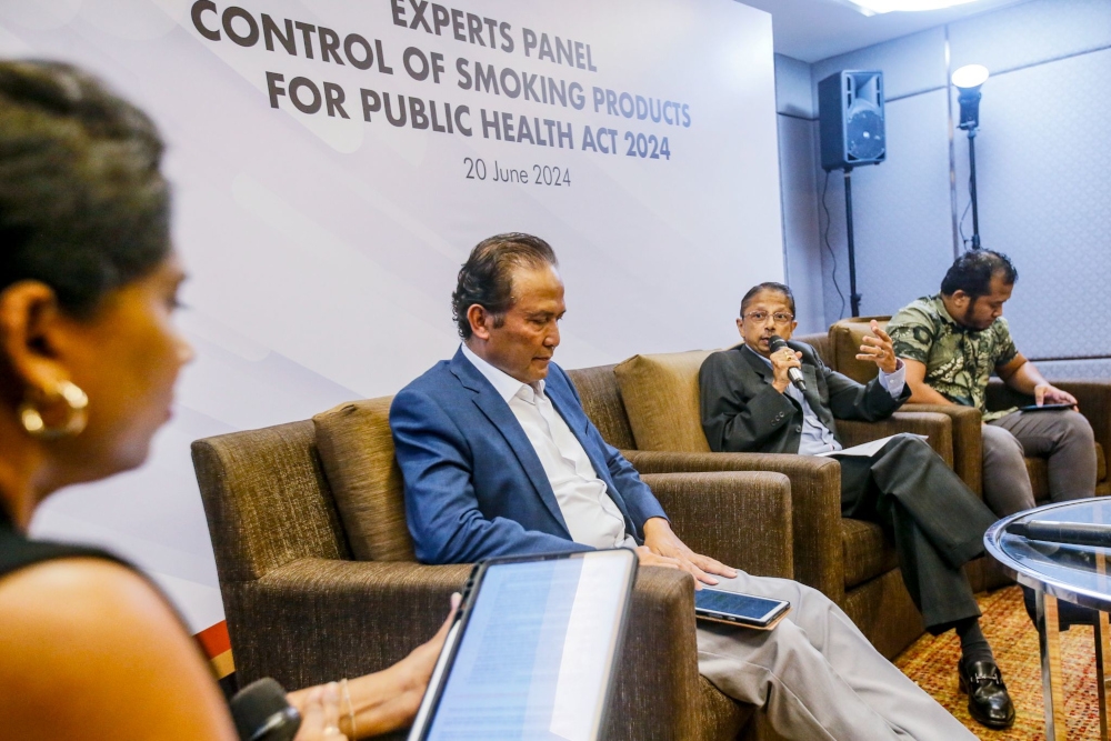 Managing director of Datametrics Research and Information Sdn Bhd (DARE), Pankaj Kumar (centre), speaking at the Control of Smoking Products for Public Health Act 2024 (Act 852) Roundtable. — Picture by Hari Anggara