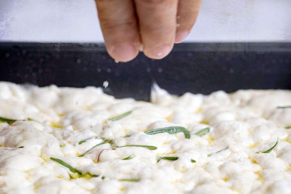 Sprinkle with coarse sea salt before placing the tray in the oven.