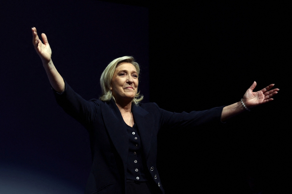 Marine Le Pen, French far-right leader and far-right Rassemblement National (National Rally-RN) party candidate. — Reuters pic
