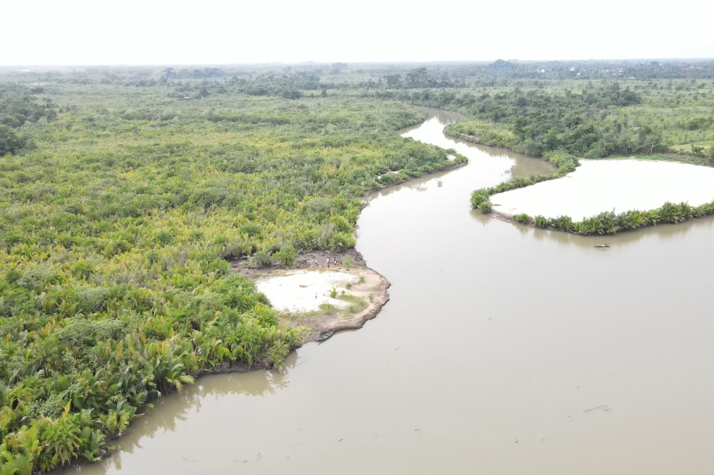 This aerial view shows mangrove and nipa palm tree forest along a river in Kono village in Nigeria June 11, 2024. — AFP pic