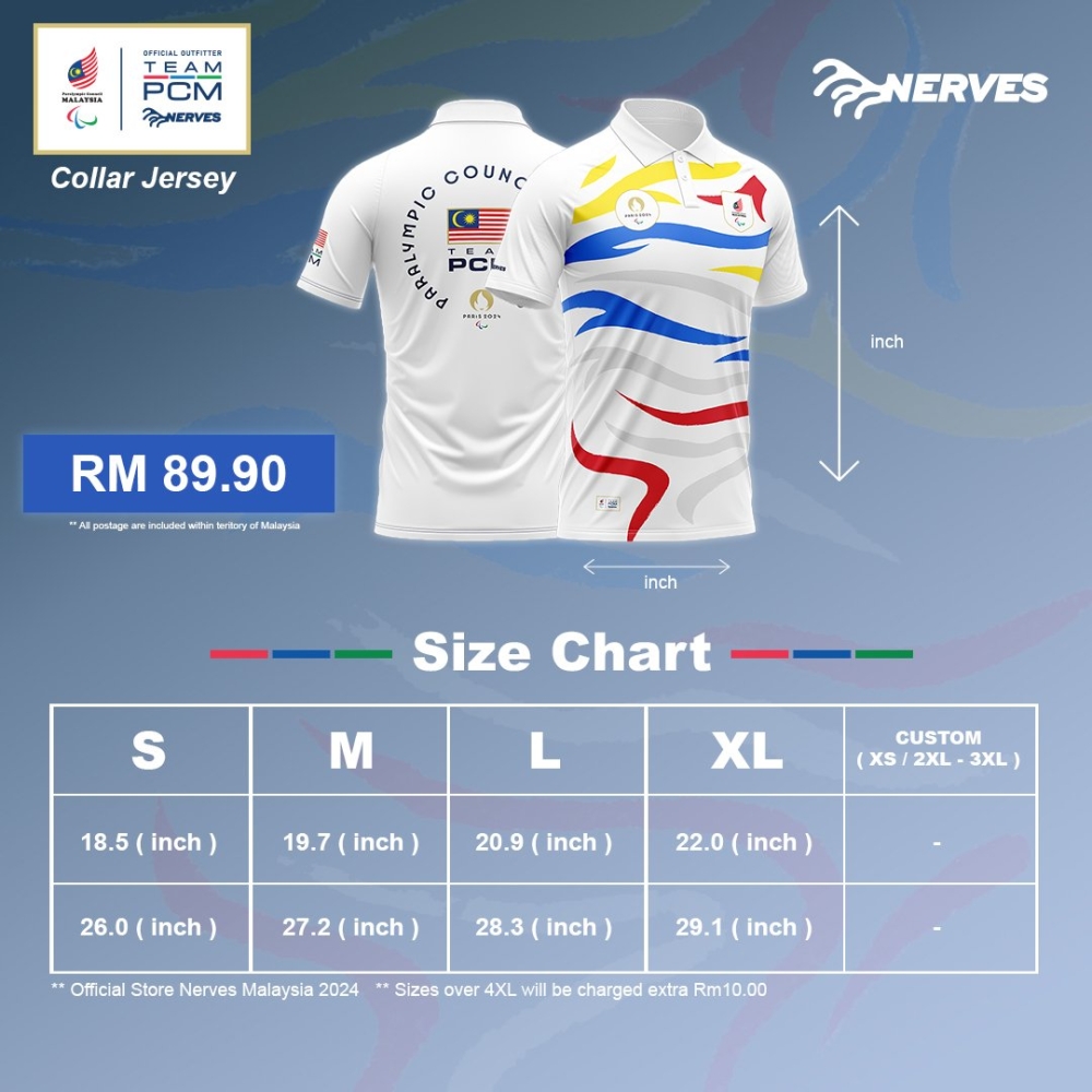 The clothes come in a variety of sizes from S to XL, with the collar jersey priced at RM89.90. — Picture via X/NervesMalaysia