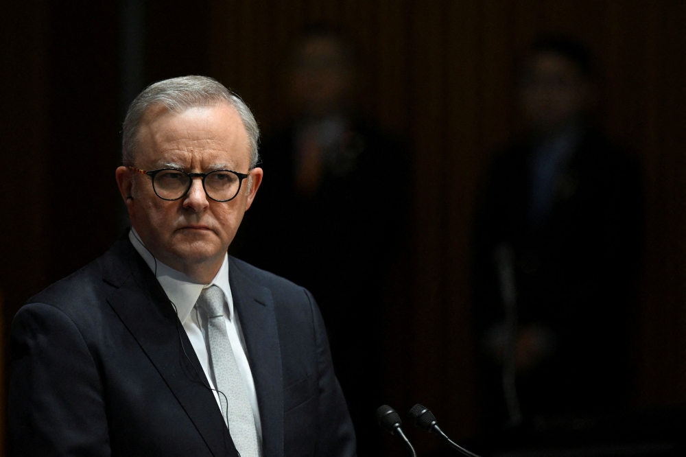 Australian Prime Minister Anthony Albanese speaks to the media during a signing ceremony at the Australian Parliament House in Canberra June 17, 2024. — Lukas Coch/Pool via Reuters 